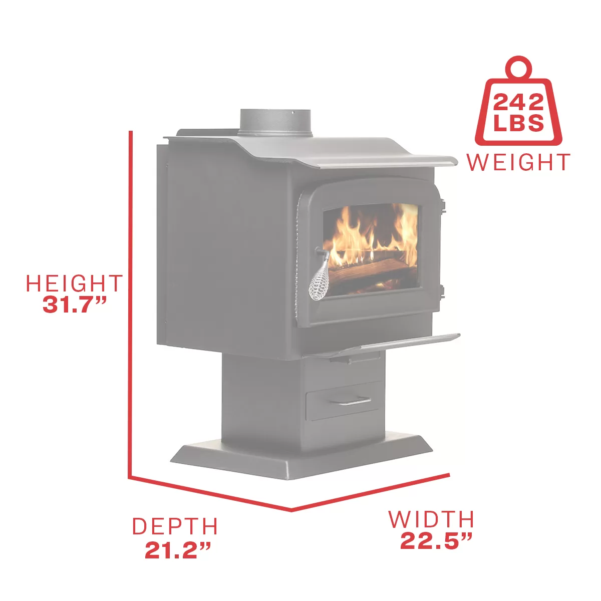 US Stove 900 Sq. ft. Cast Iron Wood Stove