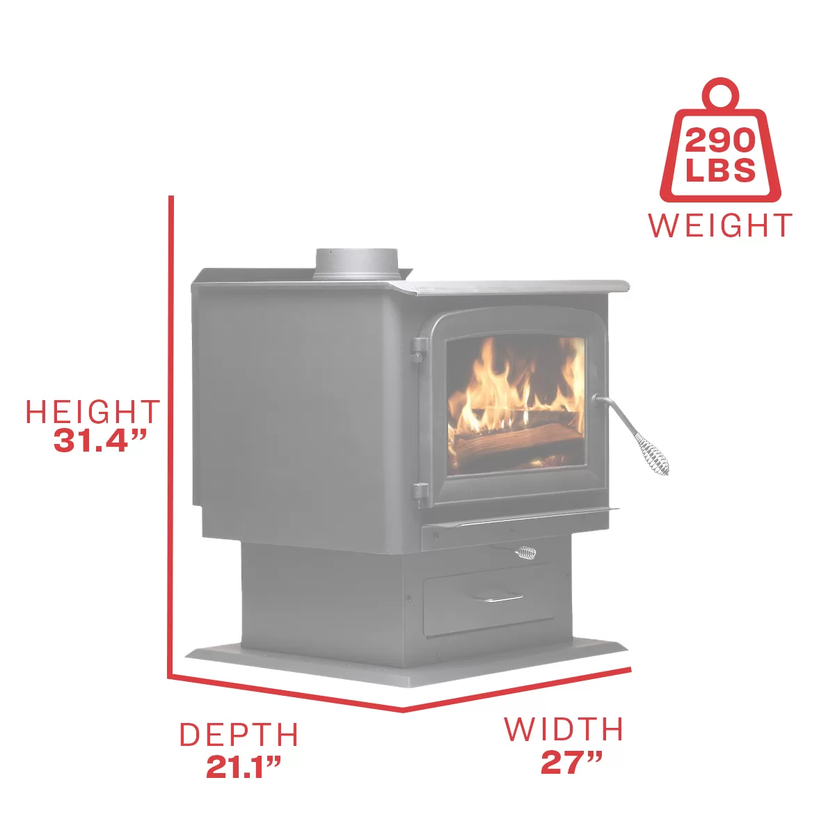 Ashley 2,000 Sq. Ft. Pedestal Wood Stove