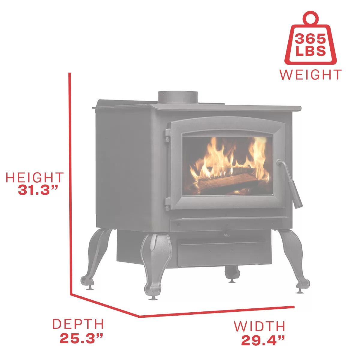 US Stove Company Rustic 900 Square Foot Clean Cast Iron Log Burning Wood  Stove with Integrated Cooking Surface and Cool Touch Safety Handle