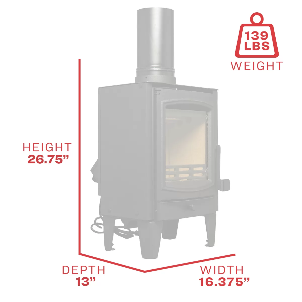 US Stove 1,200 Sq. Ft. Wood Stove with Legs